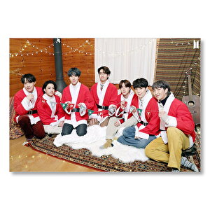 Bts Grubu Mutlu Noeller Görseli Mdf Ahşap Tablo 50x70 cm