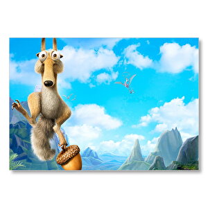 Buz Devri Sincap Scrat Ve Fındık Görseli Mdf Ahşap Tablo 25x35 cm