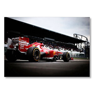Ferrari Formula Yarış Pistinde Mdf Ahşap Tablo 25x35 cm