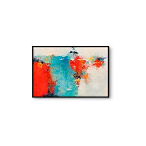 Tablolife Biraz Kızıl Biraz Mavi - Yağlı Boya Dokulu Tablo 100x150 Çerçeve - Siyah 100x150 cm