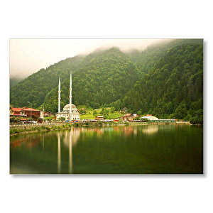 Trabzon Uzungöl Cami Ve Ormanlar Mdf Ahşap Tablo 50x70 cm