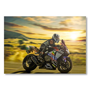 Honda Motosiklet Motosikletçi Görsel Mdf Ahşap Tablo 35x50 cm