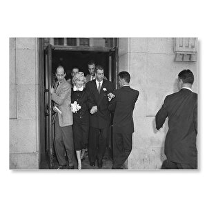 Joe Di Maggio Marilyn Monroe Ile Evlendi Mdf Ahşap Tablo 35x50 cm