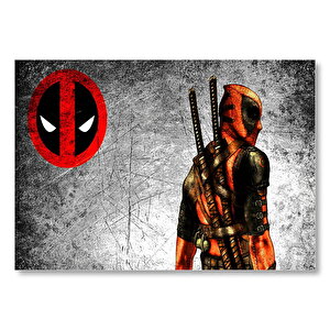 Deadpool Gri Eski Duvar Arka Plan Mdf Ahşap Tablo 50x70 cm