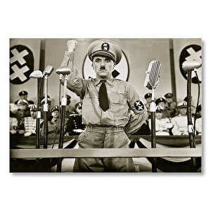 Büyük Diktatör Filminde Charlie Chaplin Mdf Ahşap Tablo 35x50 cm