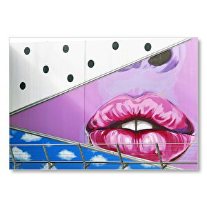 Duvar Boyama Kırmızı Dudaklar Mdf Ahşap Tablo 35x50 cm