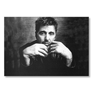 Al Pacino Siyah Beyaz Resim Fon Siyah Mdf Ahşap Tablo 50x70 cm