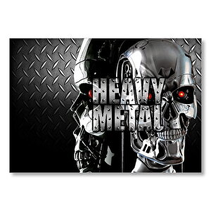 Heavy Metal Kurukafalar Metal Arka Plan Mdf Ahşap Tablo 50x70 cm