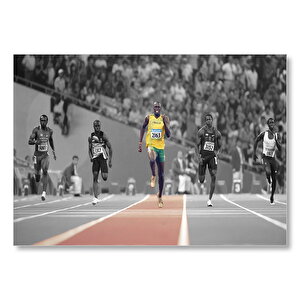 Usain Bolt Sarı Atletli Jamaika Sprint Sporları Mdf Ahşap Tablo 50x70 cm