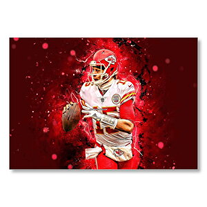 Patrick Mahomes Kansas City Kırmızı Fon Mdf Ahşap Tablo 25x35 cm