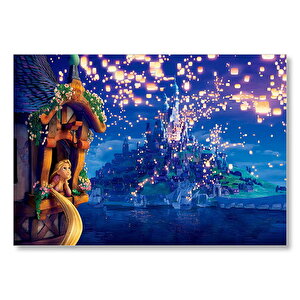 Rapunzel Masalı Ve Şato Mdf Ahşap Tablo 50x70 cm