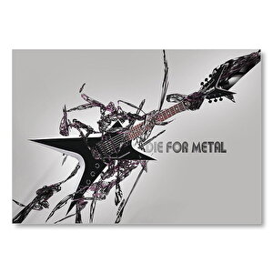 Die For Metal Elektrogitar Mdf Ahşap Tablo 25x35 cm