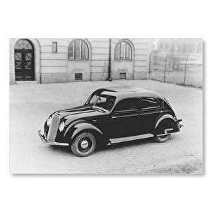 Volvo Pv36 Carioca Bina Önünde Park Mdf Ahşap Tablo 50x70 cm