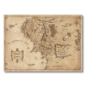 The Lord Of The Rings Ortadünya Haritası Mdf Ahşap Tablo 50x70 cm