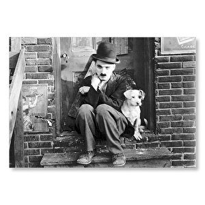 Charlie Chaplin Ve Sevimli Köpeği Mdf Ahşap Tablo 50x70 cm