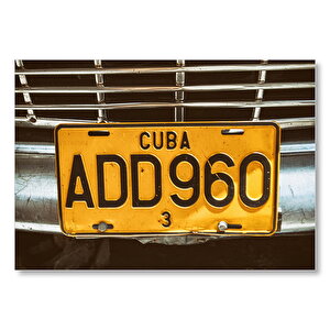 Sarı Siyah Küba Plakası Mdf Ahşap Tablo 50x70 cm