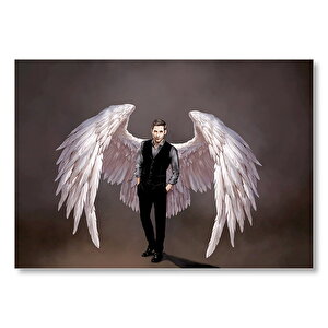 Lucifer Ve Ak Kanatları Dijital Çizim Mdf Ahşap Tablo 50x70 cm