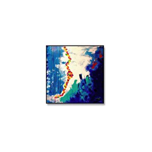 Tablolife Flying Balloons - Yağlı Boya Dokulu Tablo 100x100 Çerçeve - Gümüş 100x100 cm