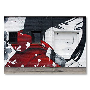 Duvar Boyama Graffitici Kız Mdf Ahşap Tablo 35x50 cm