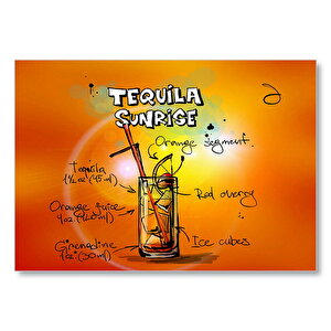 Tequila Sunrise Kokteyl İçeriği Mdf Ahşap Tablo 25x35 cm