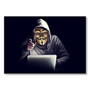 Hacker Anonymous Maskeli Mdf Ahşap Tablo 35x50 cm