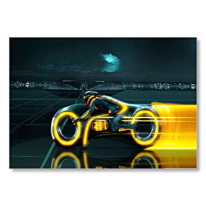 Tron Efsanesi Motorsiklet Ve Sürücüsü Mdf Ahşap Tablo 35x50 cm