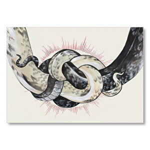 Siyah Ve Kahverengi Yılan Çizimi Mdf Ahşap Tablo 25x35 cm