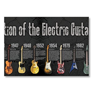 Elektrogitarın Evrimi Mdf Ahşap Tablo 50x70 cm