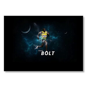 Usain Bolt Yıldız Temalı Jamaika Sprint Sporları Mdf Ahşap Tablo 35x50 cm