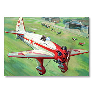 Nostaljik Boyama Savaş Uçağı Mdf Ahşap Tablo 35x50 cm