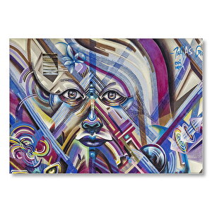Grafiti Sokak Sanatı Yüz Görseli Mdf Ahşap Tablo 35x50 cm