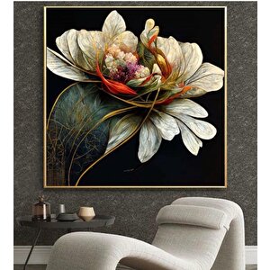 Tablowall Çerçeveli̇ Çi̇çekli̇ Yağli Boya Tablo 100x100 100x100 cm