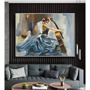 Tablowall Çerçeveli̇ Playing Cello Yağli Boya Tablo 75x100 75x100 cm