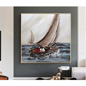 Tablowall Çerçeveli̇ Yelkenli̇ Yağli Boya Tablo 80x80 80x80 cm