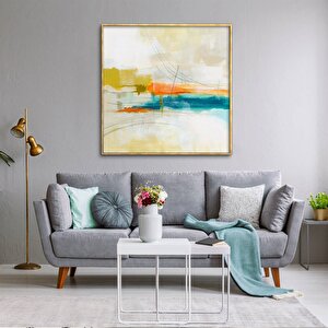 Tablolife Susuz Yaz - Yağlı Boya Dokulu Tablo 100x100 Çerçeve - Gold 100x100 cm