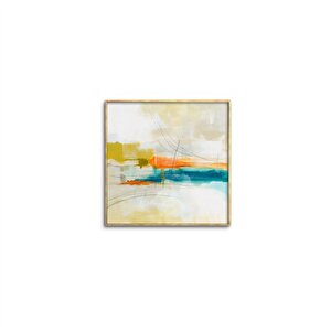 Tablolife Susuz Yaz - Yağlı Boya Dokulu Tablo 100x100 Çerçeve - Gold 100x100 cm