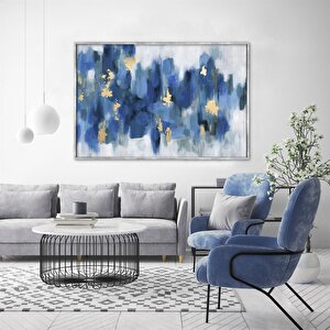 Tablolife Deep Blue - Yağlı Boya Dokulu Tablo 90x120 Çerçeve - Gold 90x120 cm