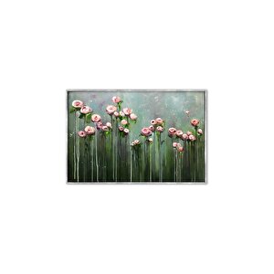 Tablolife Açmayan Çiçekler - Yağlı Boya Dokulu Tablo 75x100 Çerçeve - Gümüş 75x100 cm
