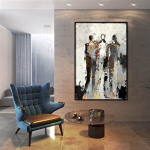 Tablolife Üç Gölge - Yağlı Boya Dokulu Tablo 90x120 Çerçeve - Siyah 90x120 cm