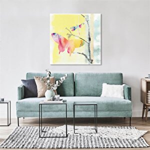 Tablolife Renkli Kelebek - Yağlı Boya Dokulu Tablo 120x120 Çerçeve - Gold 120x120 cm