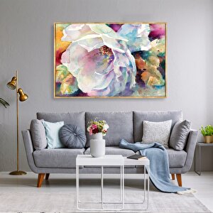 Tablolife Poppy Flower - Yağlı Boya Dokulu Tablo 100x150 Çerçeve - Gold 100x150 cm