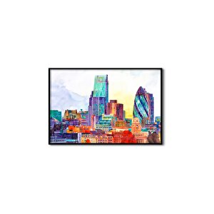 Tablolife Swiss Re Tower - Yağlı Boya Dokulu Tablo 60x90 Çerçeve - Siyah 60x90 cm