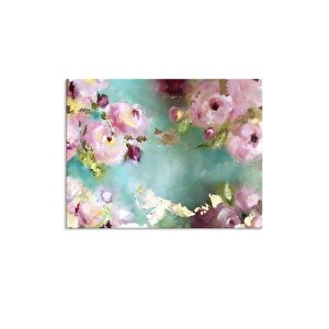 Tablolife Pembe Çiçekler - Yağlı Boya Dokulu Tablo 100x150 Çerçeve - Siyah 100x150 cm