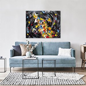 Tablolife Renkli Girdap - Yağlı Boya Dokulu Tablo 60x90 Çerçeve - Siyah 60x90 cm