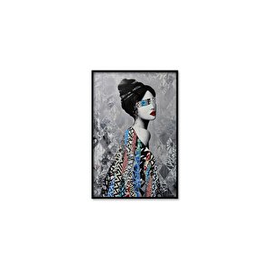 Tablolife Grey Beauty - Yağlı Boya Dokulu Tablo 100x150 Çerçeve - Siyah 100x150 cm