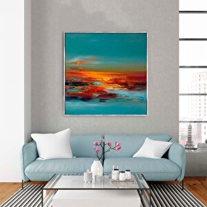 Tablolife Sunset - Yağlı Boya Dokulu Tablo 120x120 Çerçeve - Gümüş 120x120 cm