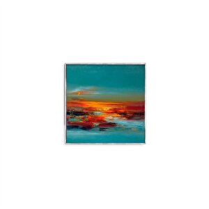 Tablolife Sunset - Yağlı Boya Dokulu Tablo 100x100 Çerçeve - Gümüş 100x100 cm