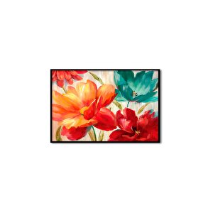 Tablolife Gelincik Çiçeği - Yağlı Boya Dokulu Tablo 75x100 Çerçeve - Gold 75x100 cm
