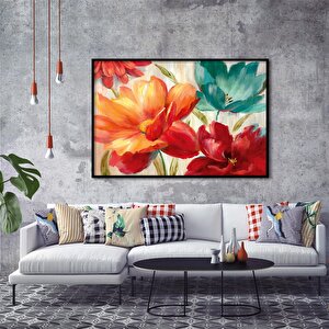 Tablolife Gelincik Çiçeği - Yağlı Boya Dokulu Tablo 100x150 Çerçeve - Siyah 100x150 cm