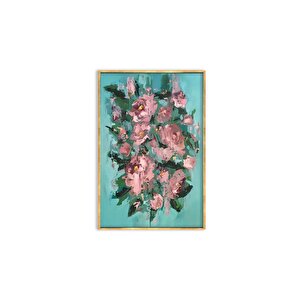 Tablolife Abstract Pink Flower - Yağlı Boya Dokulu Tablo 100x150 Çerçeve - Gümüş 100x150 cm